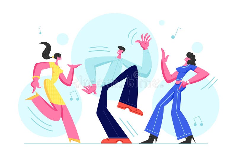 Giovani che ballano sul partito di discoteca Uomo e donne in abbigliamento moda che celebrano festa, spendente insieme tempo illustrazione vettoriale Giovani che ballano sul partito di discoteca Uomo e donne in abbigliamento moda che celebrano festa, spendente insieme tempo illustrazione vettoriale