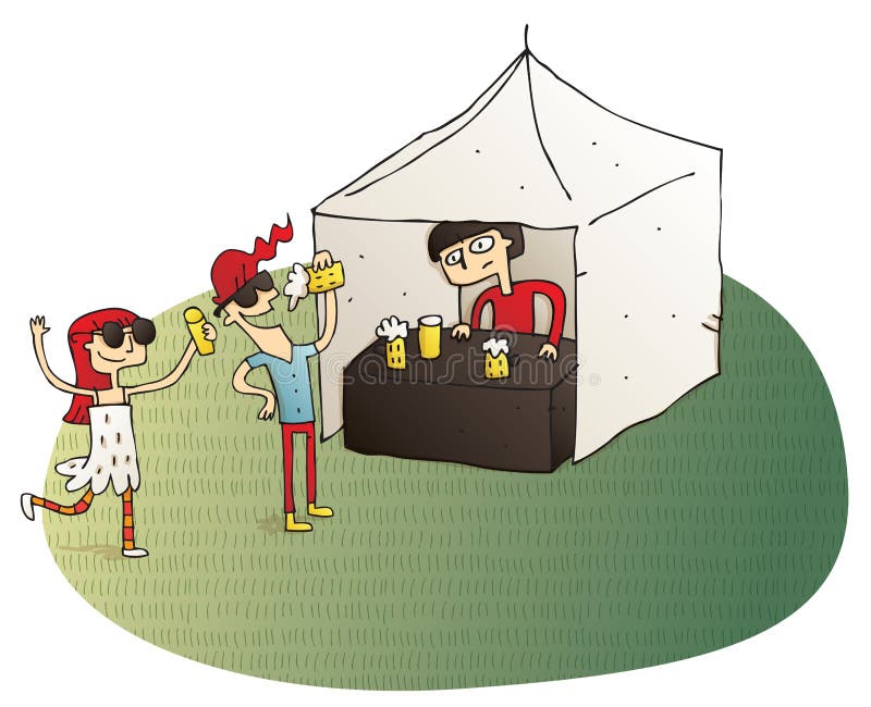 Giovani divertendosi birra bevente illustrazione vettoriale Giovani divertendosi birra bevente illustrazione vettoriale