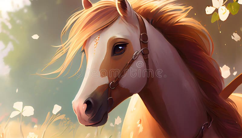 Gira Gerativa De Cavalo De Anime Ai Ilustração Stock - Ilustração de  limpar, doce: 275198009