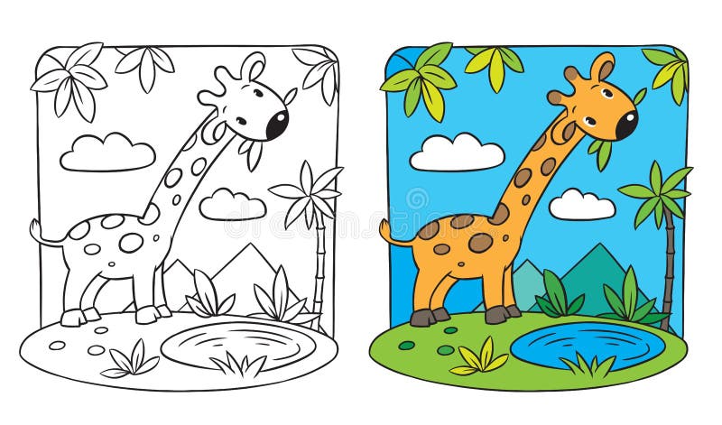 Girafa Livro Para Colorir Ilustracao Do Vetor Ilustracao De Folheia 38960491