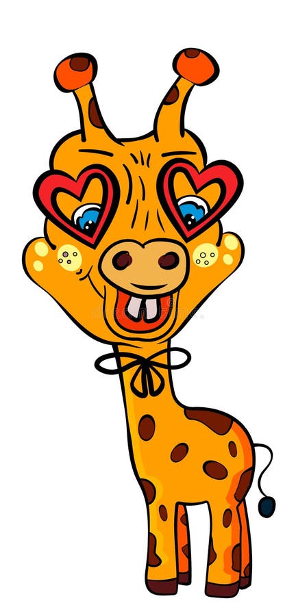 Giraff med exponeringsglas i form av hjärta och i flåsanden med hängslen rolig giraff valentin för dag s Den söta känslan av förä stock illustrationer Giraff med exponeringsglas i form av hjärta och i flåsanden med hängslen rolig giraff valentin för dag s Den söta känslan av förä stock illustrationer