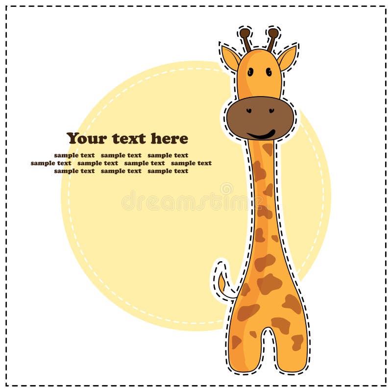 Giraffa di divertimento, cartolina d'auguri, vettore illustrazione vettoriale Giraffa di divertimento, cartolina d'auguri, vettore illustrazione vettoriale