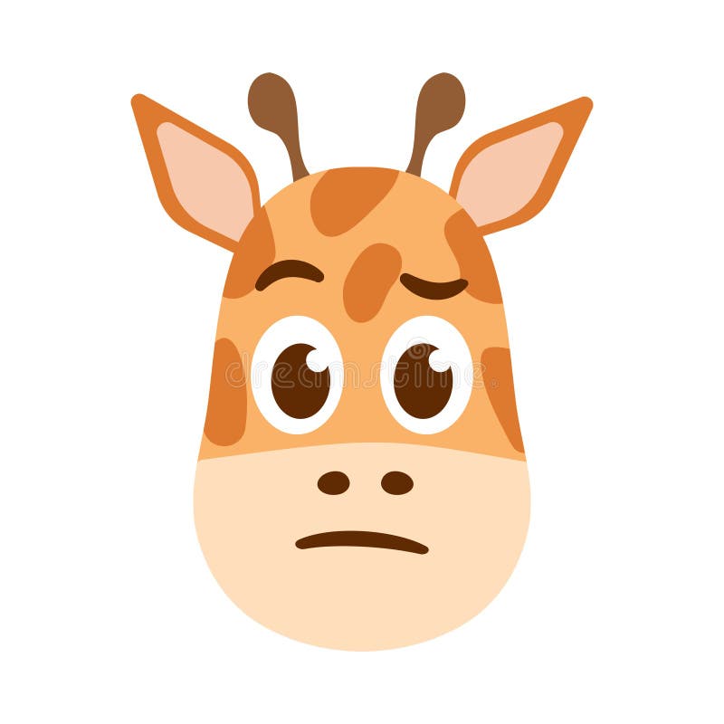 Giraffa divertente. Testina di animali avvolti Pensare emoji per avatar. Dubbi sulla fauna africana illustrazione vettoriale