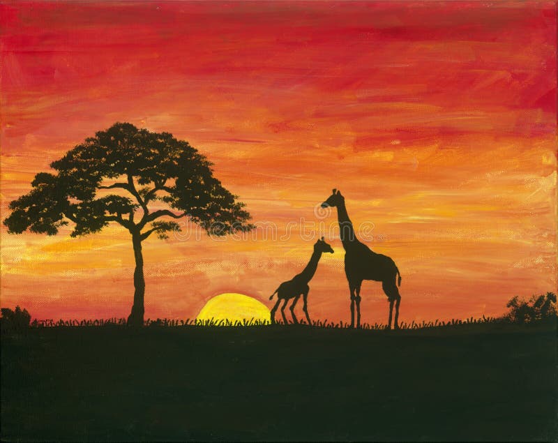 Giraffa Safari Painting immagine stock Giraffa Safari Painting immagine stock
