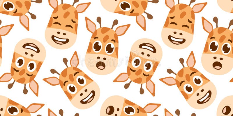 Giraffa sorridente, motivo per il design dei bambini. Ripetizione di stampe senza soluzione di continuità con la testina illustrazione vettoriale
