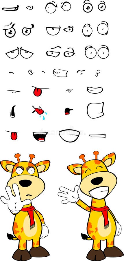 Giraffe Cartoon Expressions Set Happy Stock Vector - Illustration of  sticker, clipart: 50761808