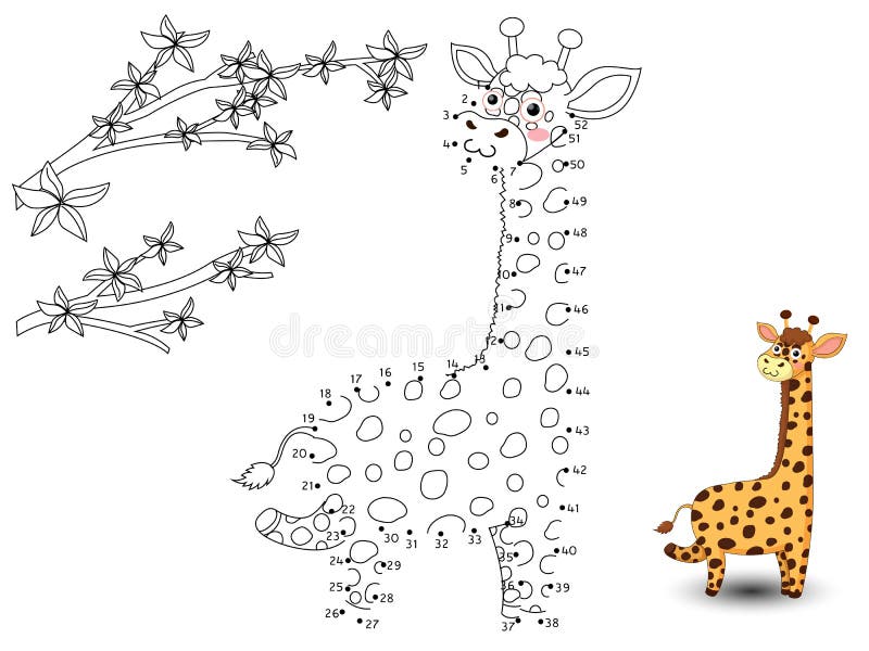 Giraffe Connect the dots and color