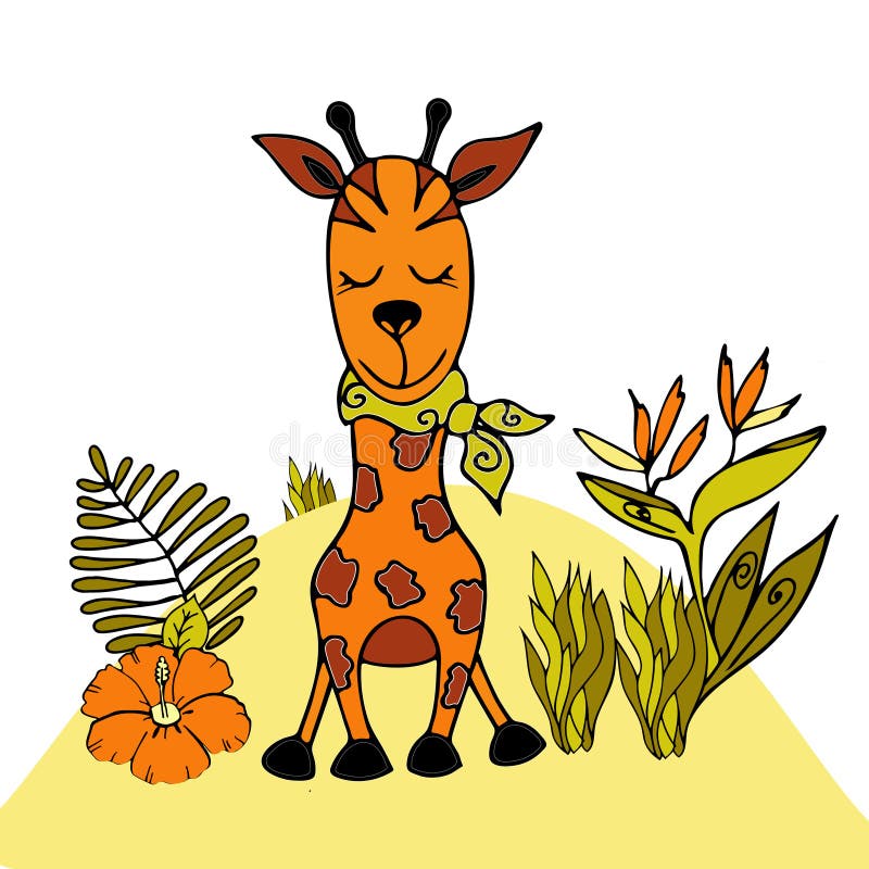 Giraffe doodle style vector template. vector illustration Giraffe doodle style vector template. vector illustration
