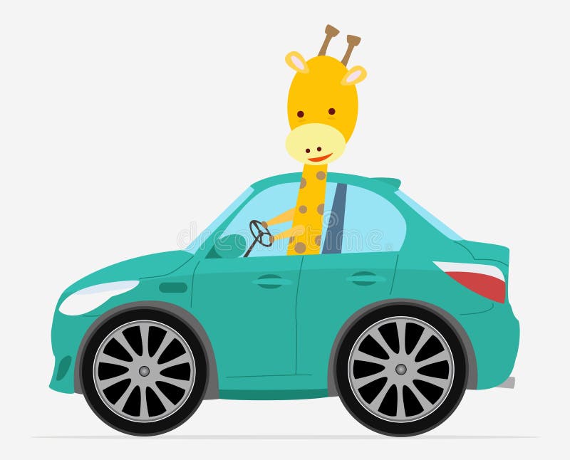 Giraffe driving a car stock illustration Giraffe driving a car stock illustration