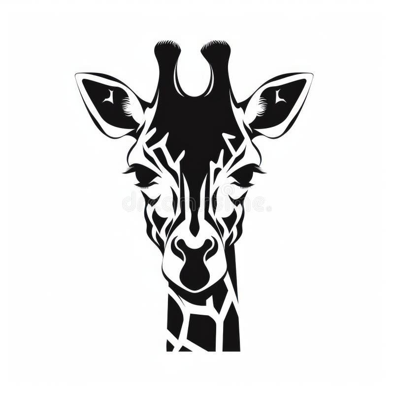 Minimalist Giraffe Head Vector Illustration for Tattoo and Design Stock
