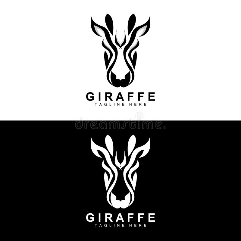 Giraffe Logo Design, Giraffe Head Vector Silhouette, High Neck Animal