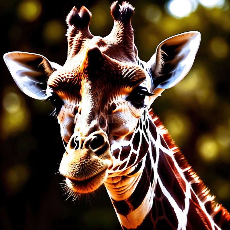Giraffe Wild Animal Living in Nature, Part of Ecosystem Stock