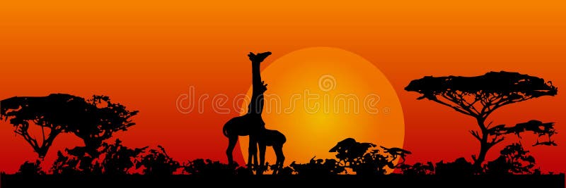 Savanna S Landscape in Evening Stock Vector Illustration of beauty Savanna S Landscape in Evening Stock Vector Illustration of beauty