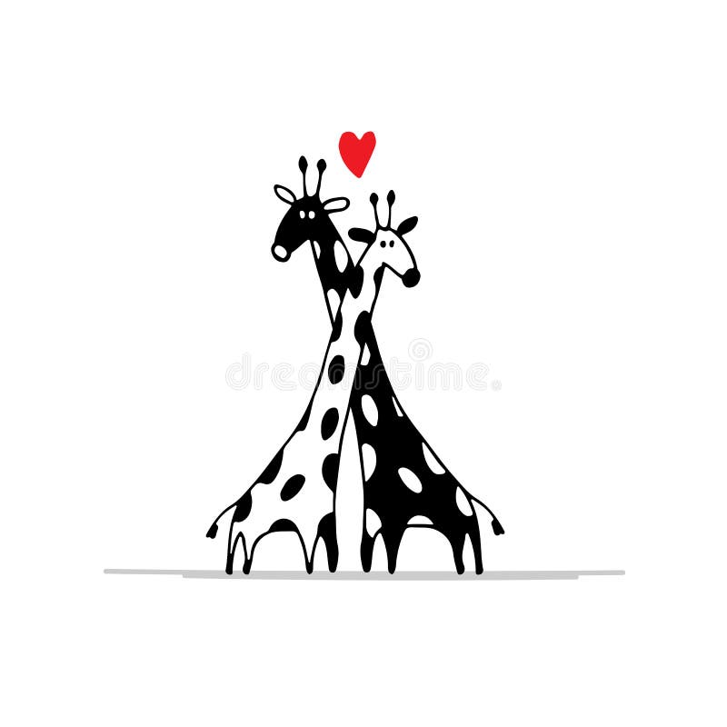 Giraffes συνδέουν ερωτευμένο, σκίτσο για το σχέδιό σας ελεύθερη απεικόνιση δικαιώματος Giraffes συνδέουν ερωτευμένο, σκίτσο για το σχέδιό σας ελεύθερη απεικόνιση δικαιώματος