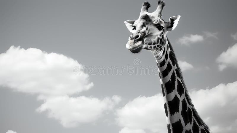 Girafă maiestuoasă, neagră și albă stock illustration