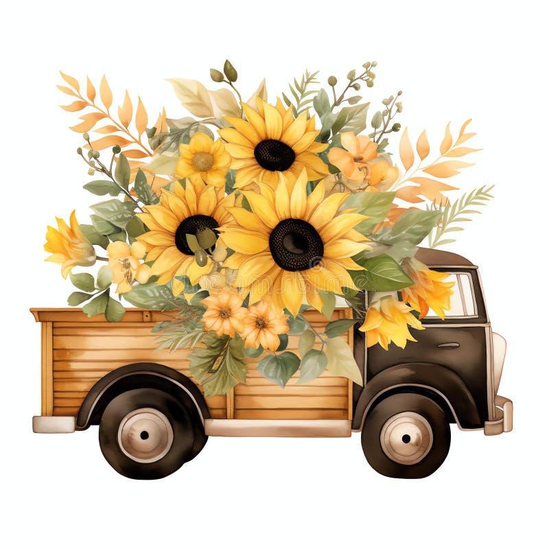 Girasole giallo cottagecore in stile floreale illustrazione di stock