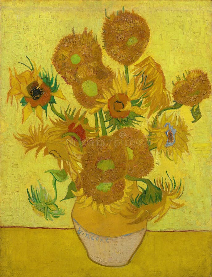 Sunflowers On Yellow Background by Van Gogh, 1889. the Van Gogh Museum, Amsterdam. Sunflowers On Yellow Background by Van Gogh, 1889. the Van Gogh Museum, Amsterdam