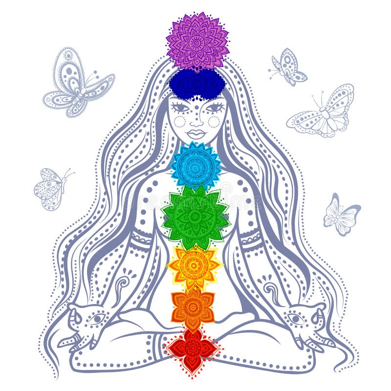 Girl with 7 chakras