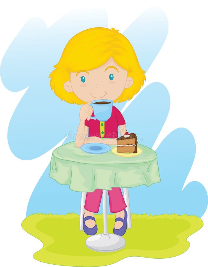 Sketch Girl Drinking Tea Table Stock Illustrations – 62 Sketch Girl ...