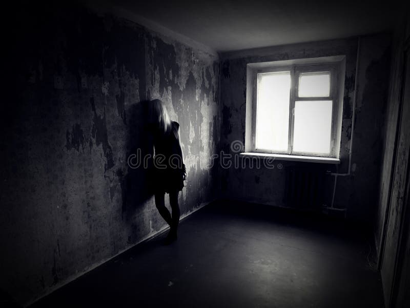 Girl in an Abandoned Creepy Room Stock Image - Image of fear ...