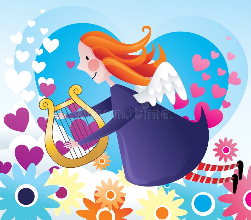 Shy girl angel.Anime art stock illustration. Illustration of anime -  274456583