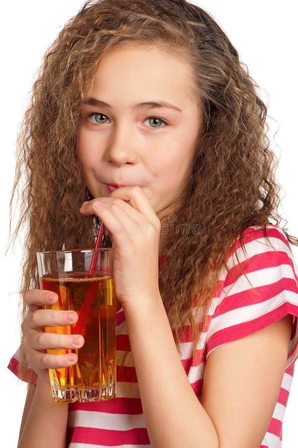 Girl with apple juice stock image. Image of innocence 23877883