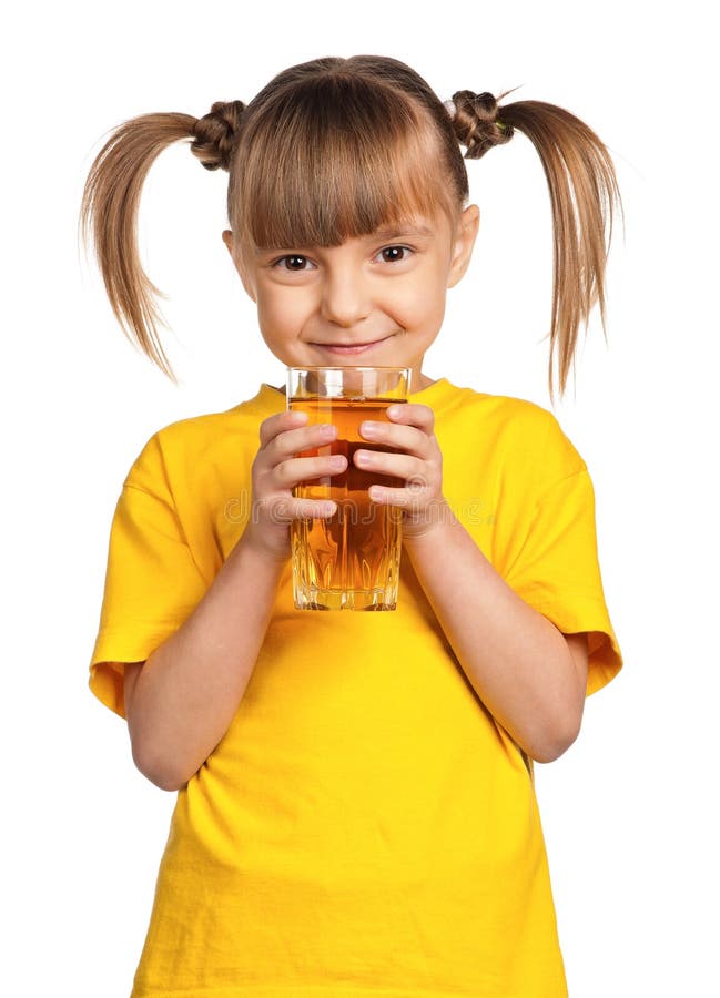 Girl with apple juice stock image. Image of cutout, background 24178619