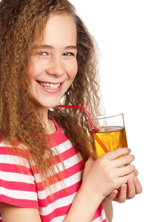 Girl with apple juice stock image. Image of beverage 27795817