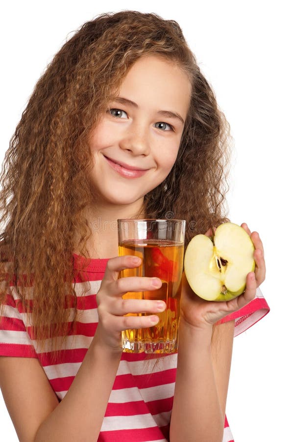 Girl with apple juice stock photo. Image of female, food 29154704