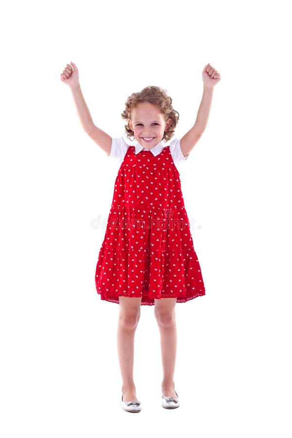 Girl with arms raised royalty free stock photo