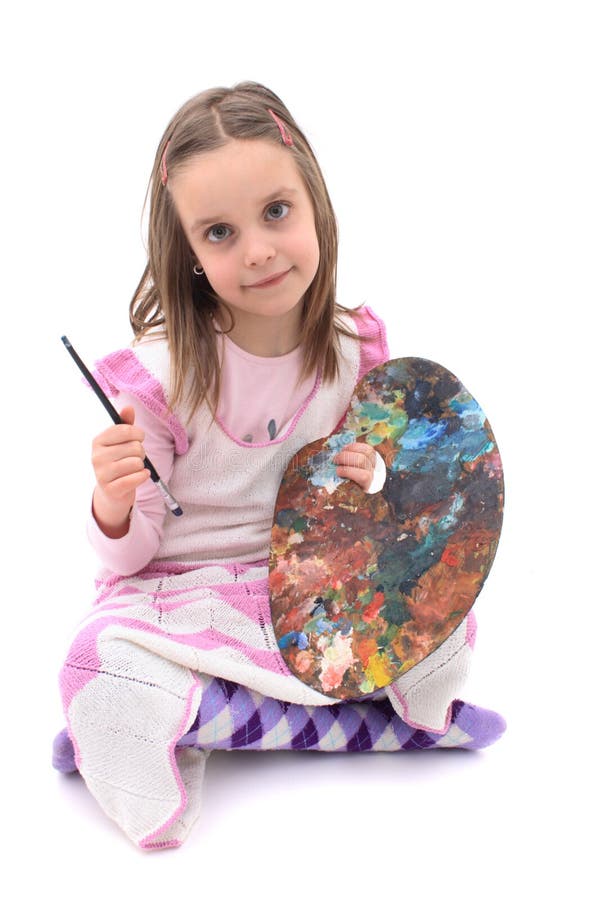 Girl as young artist stock image. Image of painter, girl 13815147