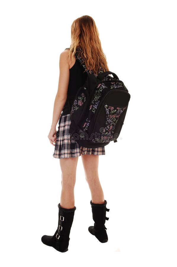 Girl with back bag.