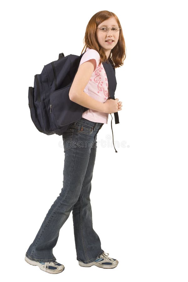 Girl with backpack stock image. Image of looking, females 1915037