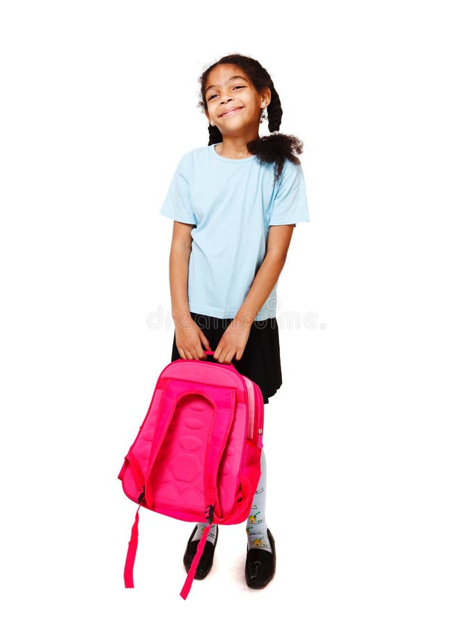 Girl with a backpack stock image. Image of colorful, backpack 22159381