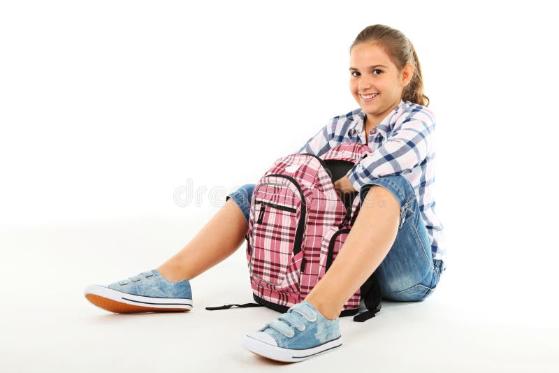 Little girl with backpack stock image. Image of natural 33158949
