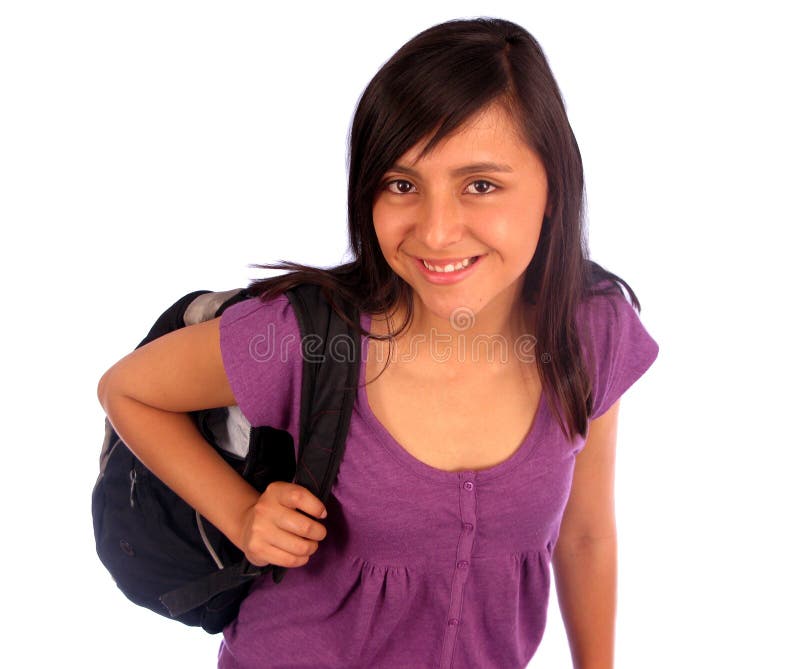 Girl with a Backpack stock photo. Image of teach, education 8097848