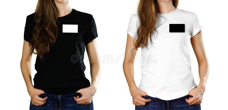 Girl with a badge on her chest. Close up. Isolated background royalty free stock photo Girl with a badge on her chest. Close up. Isolated background royalty free stock photo
