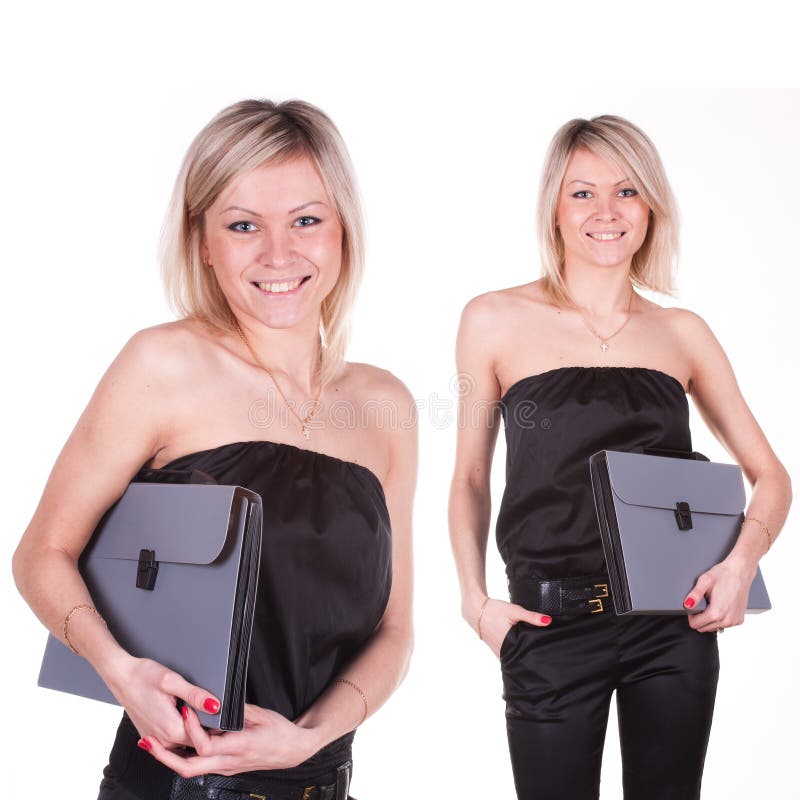 The of girl with a bag stock photo. Image of closed, opened 45021632