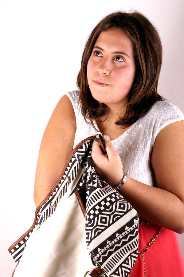 Girl with bag stock image. Image of posing, looking, attractive 51913179