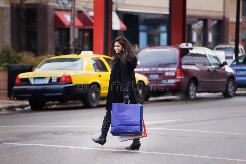 Girl with bags stock photo. Image of credit, girl, joyful 7666132