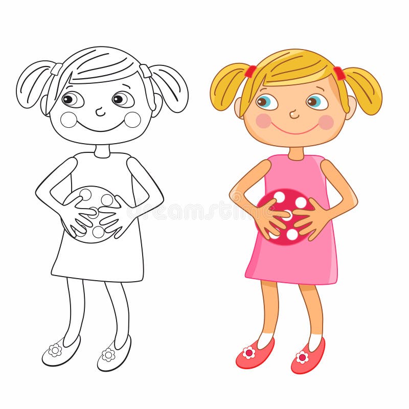 Girl with Ball stock illustration. Illustration of ball - 23037167