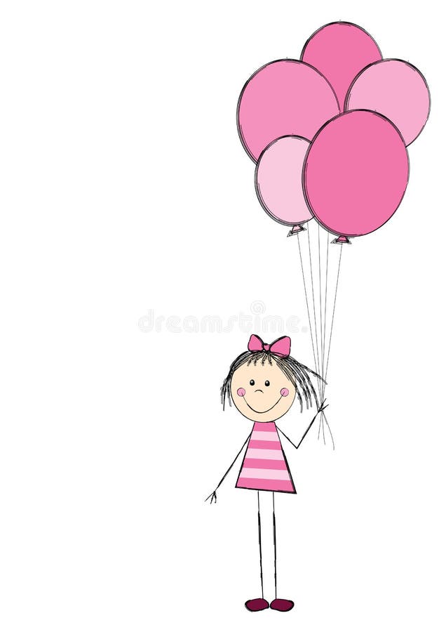 Girl with balloon vector illustration