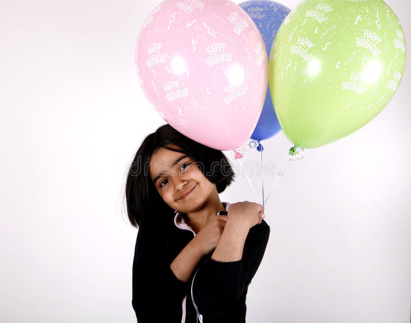 Girl with Balloons stock photo. Image of balloon, ribbon 13106258