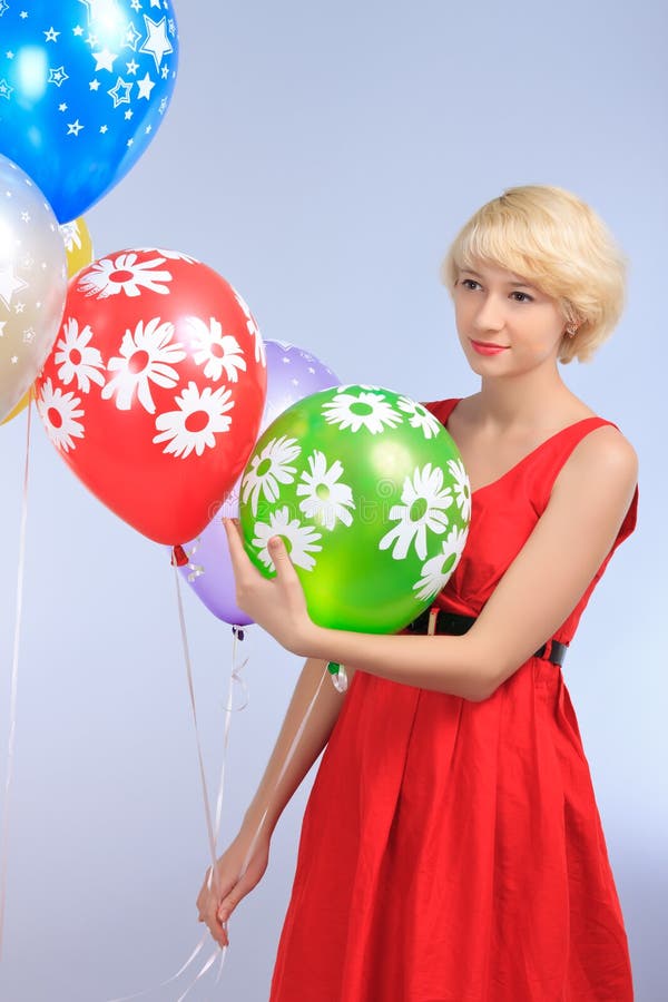 Girl with balloons stock photo. Image of beautiful, balloon 26325532