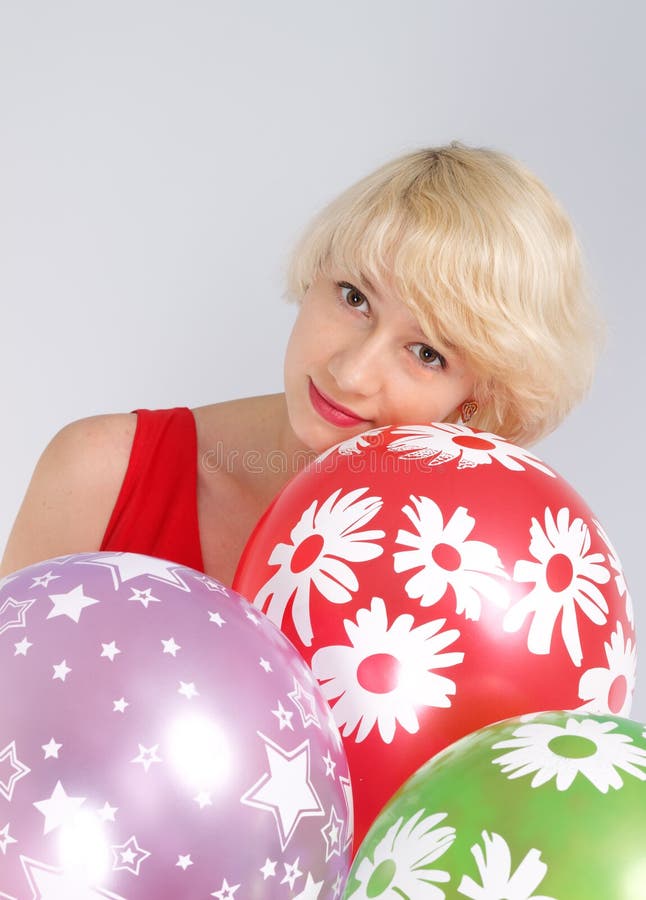 Girl with balloons stock photo. Image of model, dress 26325560