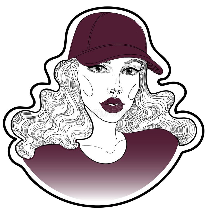 Girl in a baseball cap stock vector. Illustration of black 95250148
