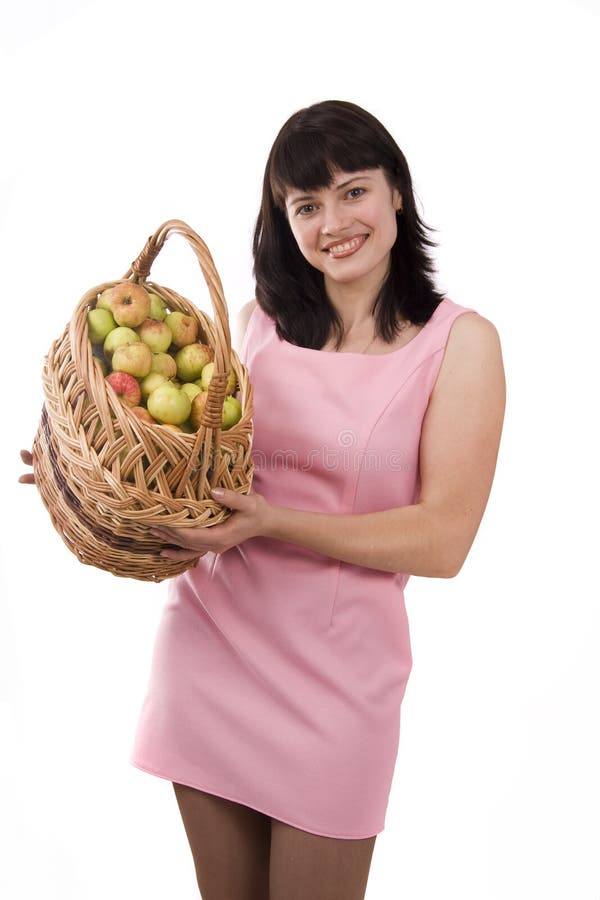 Girl with a basket full of fruits