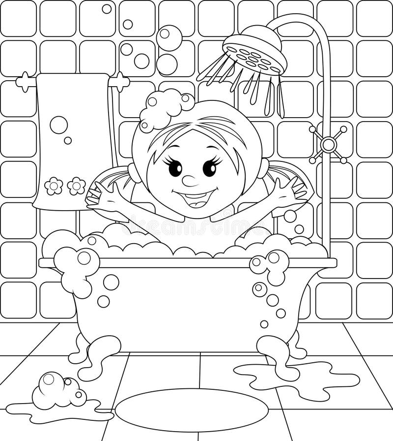 Girl In The Bathroom Stock Vector Illustration Of Smile 88915038 