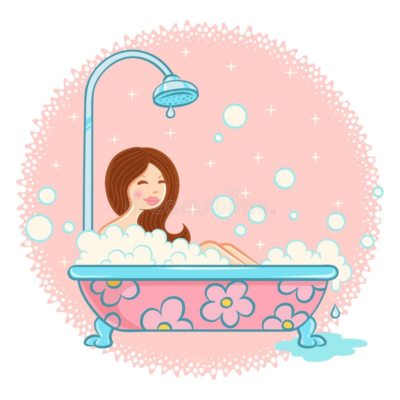 Girl in bathroom stock vector. Illustration of attractive 75771070