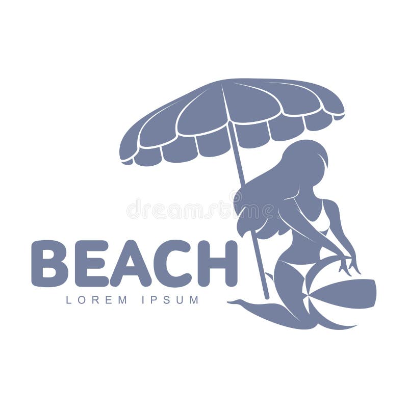 Girl beach illustration